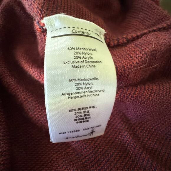 Smartwool Sweater Dress Womens Red Maroon Striped Long Sleeve Wool Blend Medium - Picture 8 of 8